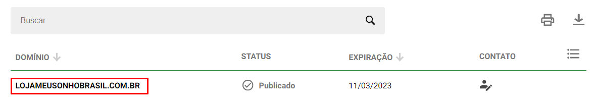 Selecionar domínio