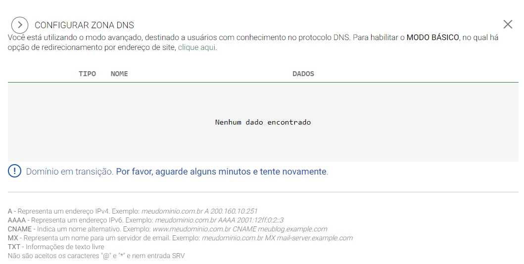 Domínio em transição