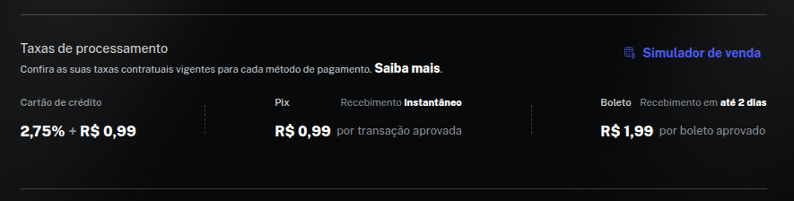 Configurações de Taxas