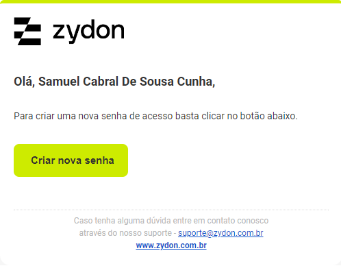 Exemplo de e-mail enviado