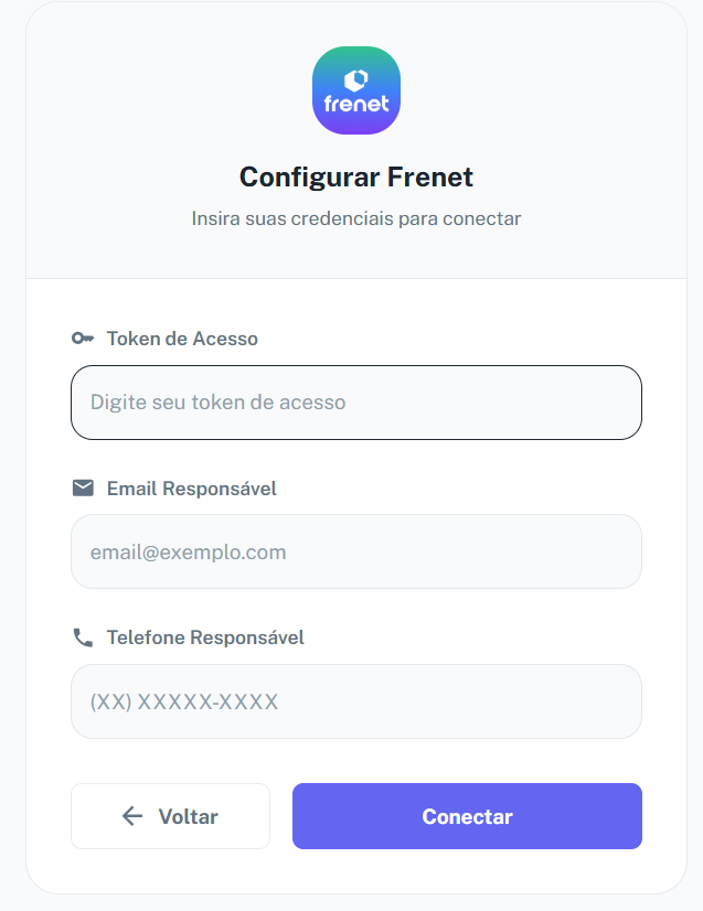 Configuração de dados do responsável