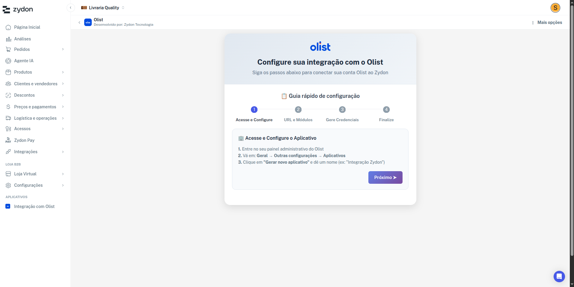 Geração de aplicativo no Olist