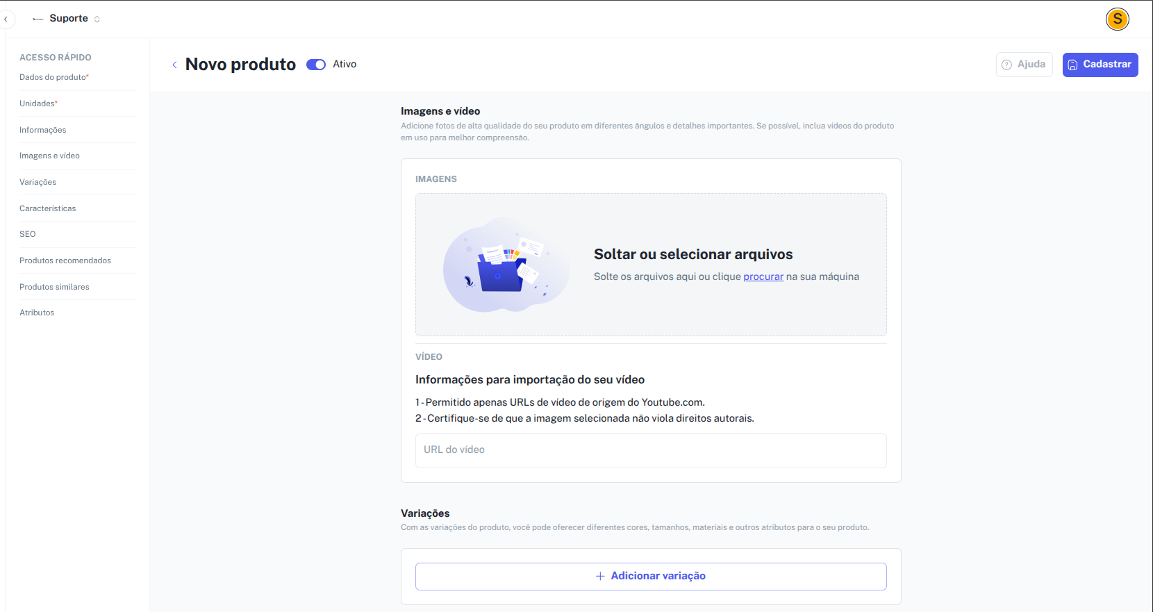 Galeria de imagens e vídeos