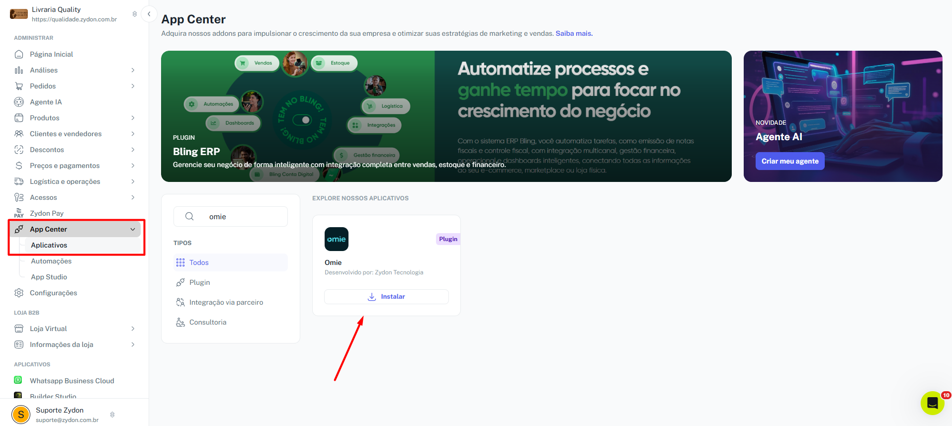 Instalação do App Omie