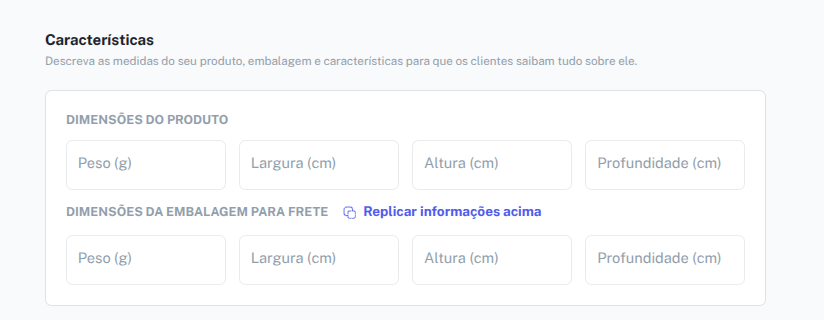 Características do produto