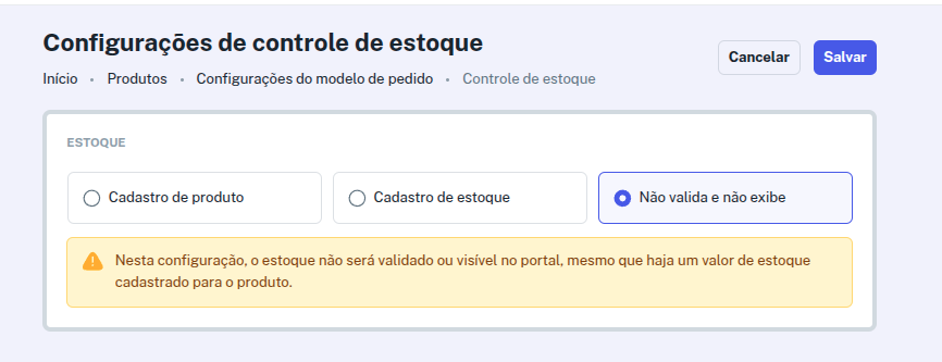 Sem validação de estoque