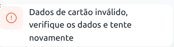 Erro dados de cartão inválido
