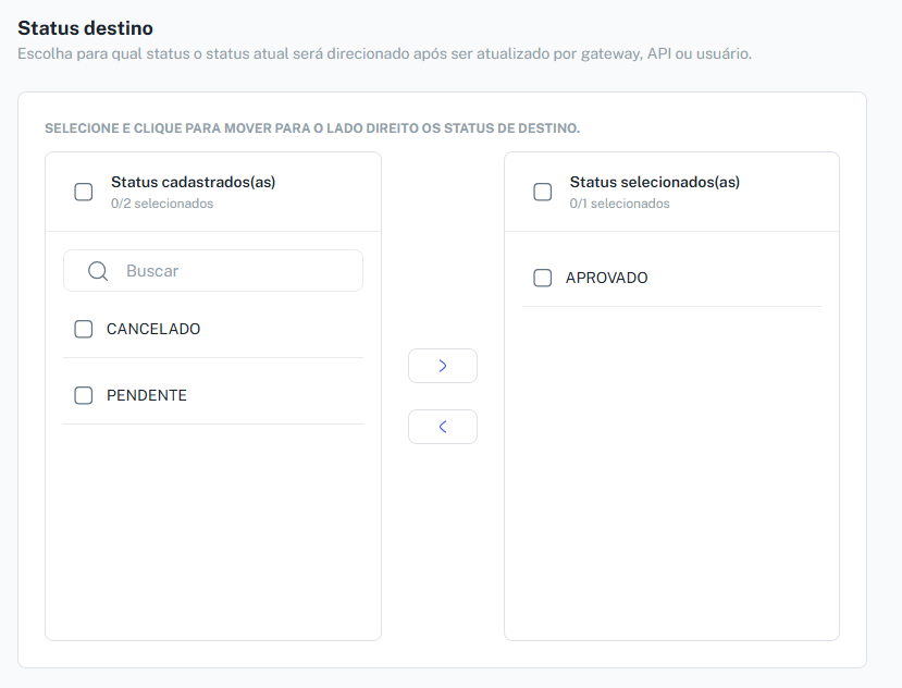 Status de Destino