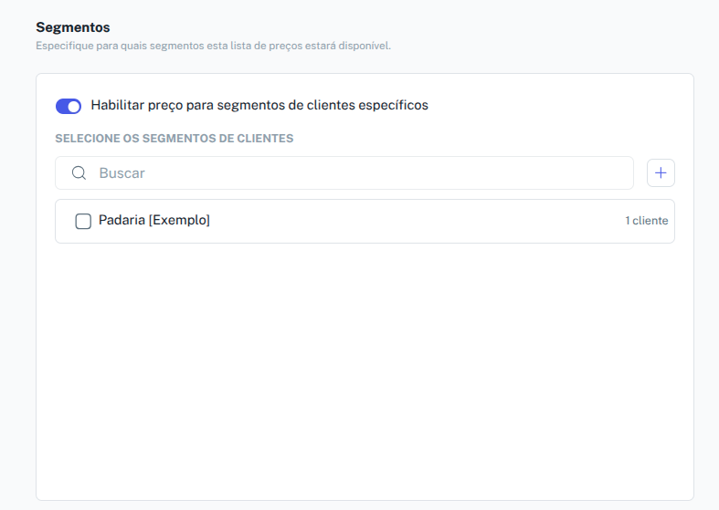 Configuração de desconto por segmentos